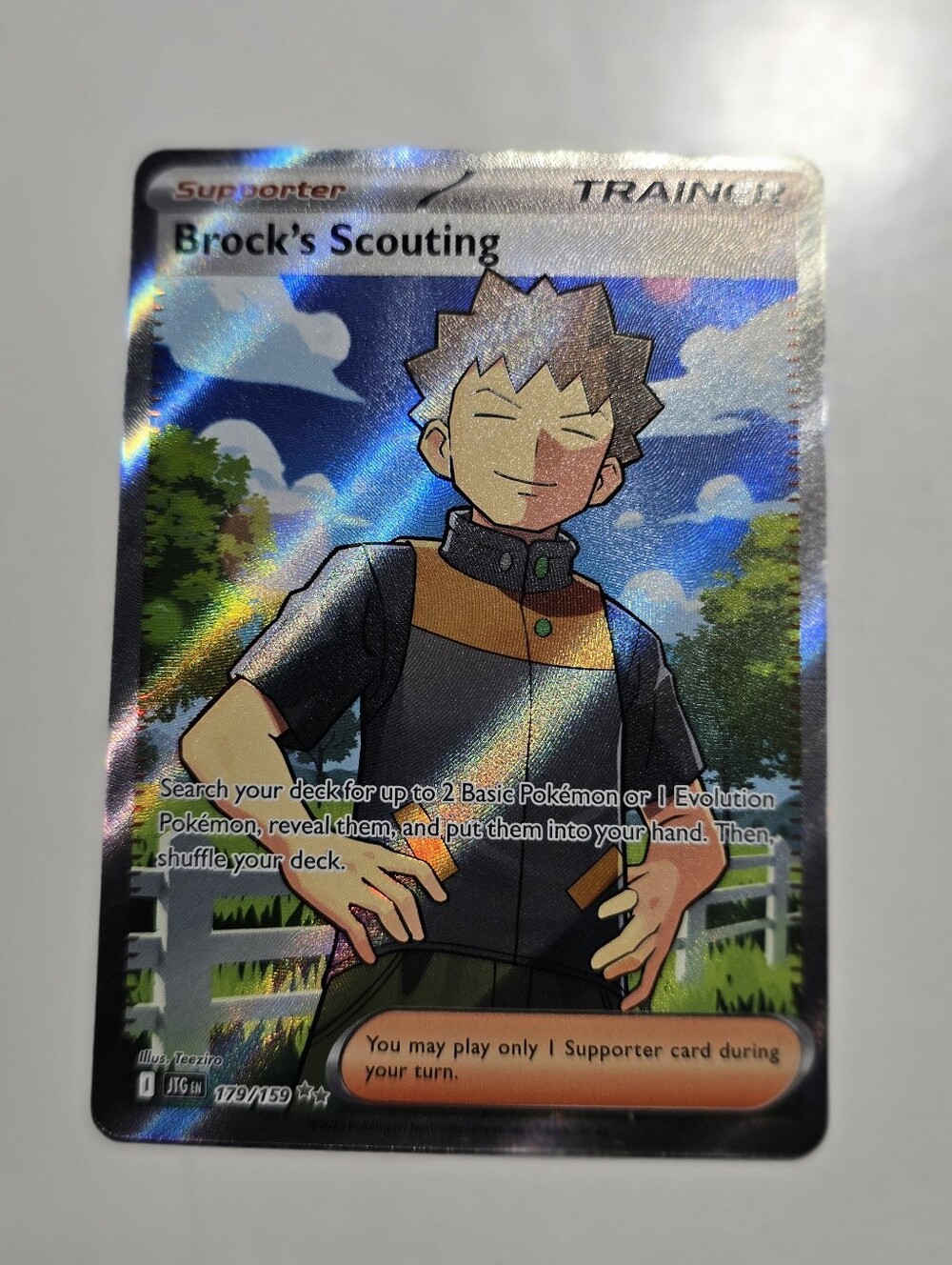 Pokemon Brock's Scouting 179/159 Journey Together Ultra Rare Full Art Trainer NM
